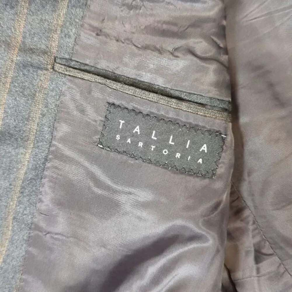 Ermenegildo Zegna Suzzara Wool Blazer Mens 44‎ Long Charcoal Striped Sport USA - Picture 7 of 14